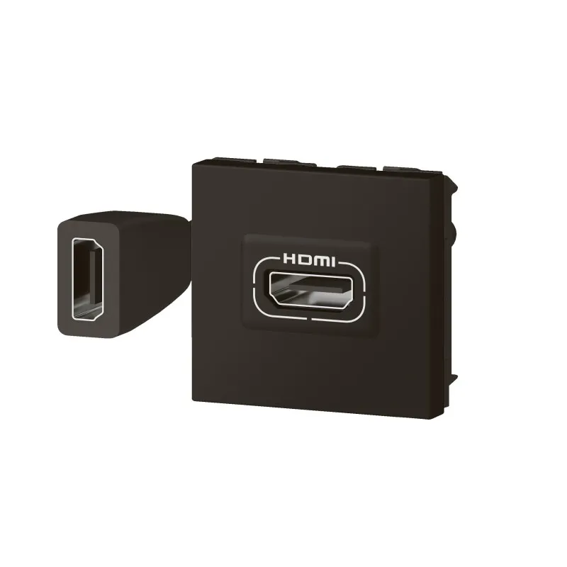 [HDMI001] Prise HDMI type A version 2.0 Préconnectorisée Mosaic 2 modules noir mat