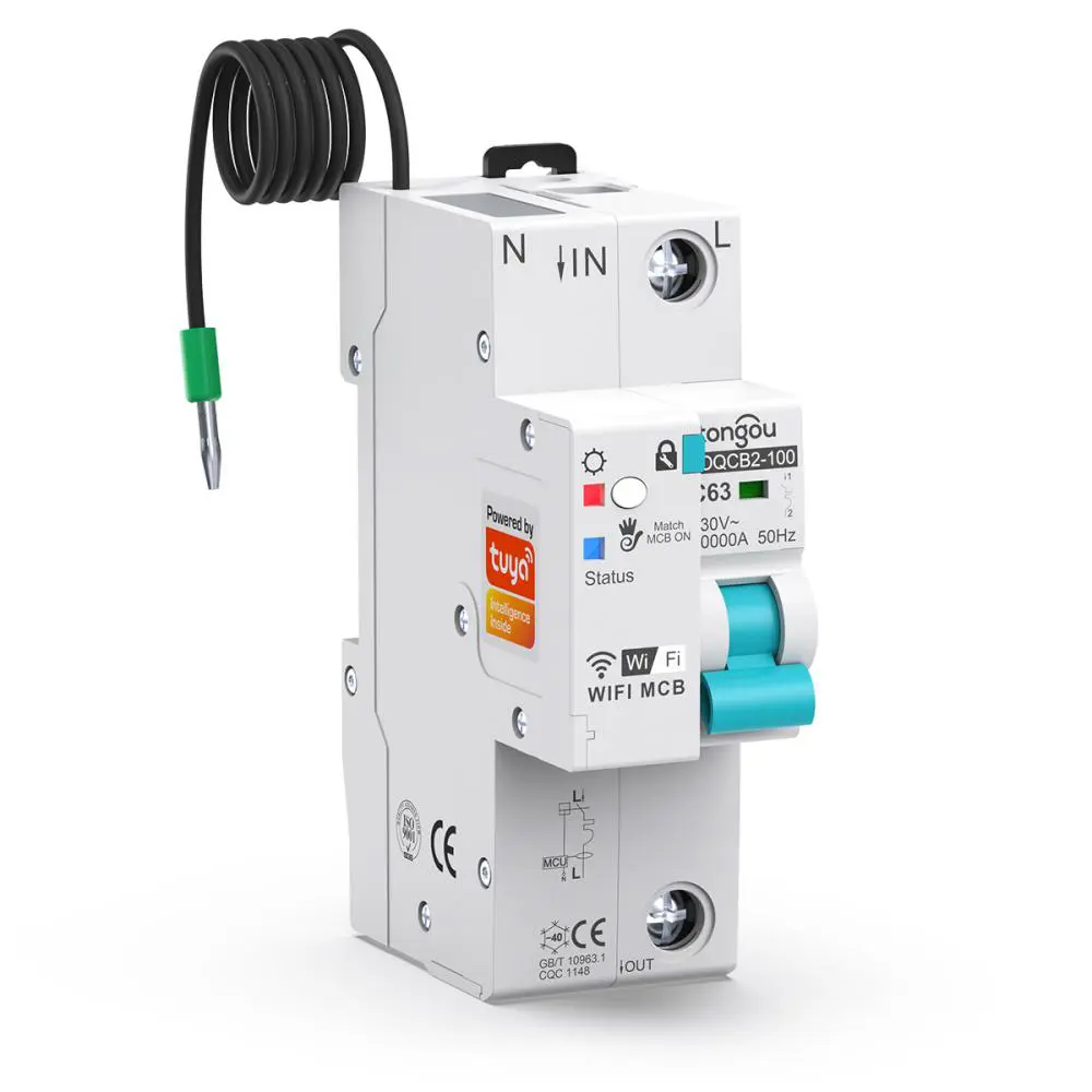 Disjoncteur intelligent de surveillance de l’énergie WiFi monophasé TUYA