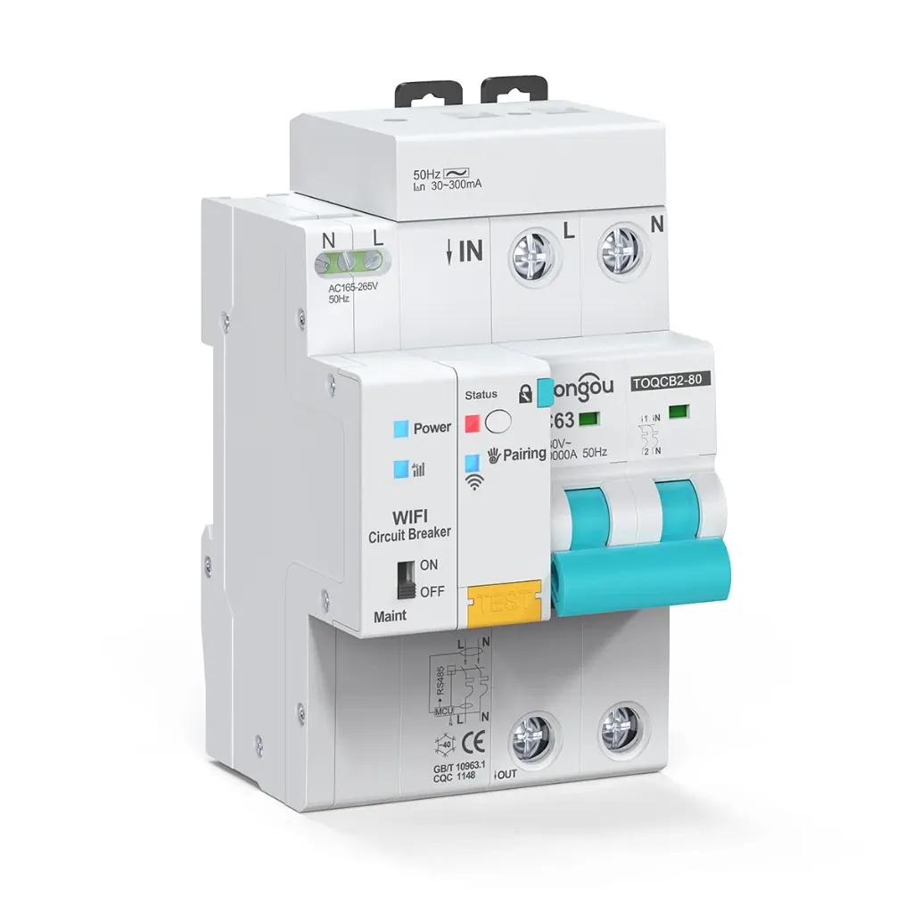 Disjoncteur intelligent WiFi RCBO TUYA avec protection contre les fuites( Différentiel)